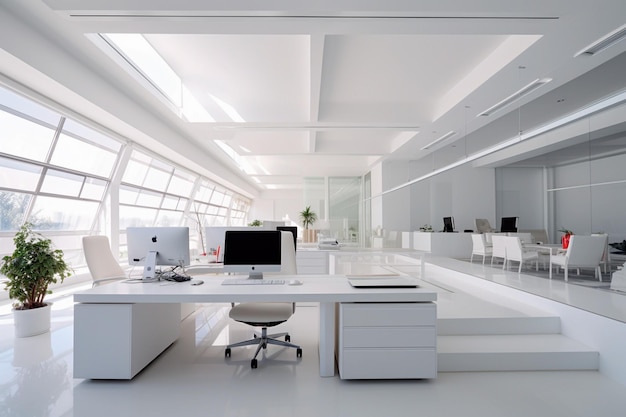 Bureau moderne et minimaliste blanc