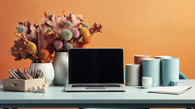 Un bureau moderne avec un ordinateur portable