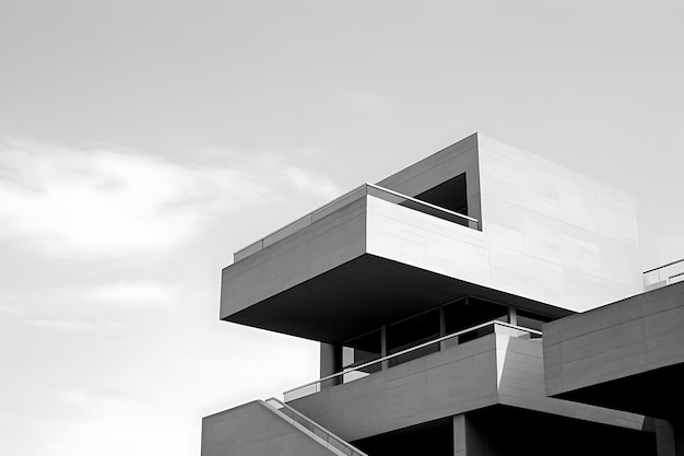 Bureau moderne unique de gratte-ciel de bâtiments commerciaux noir et blanc