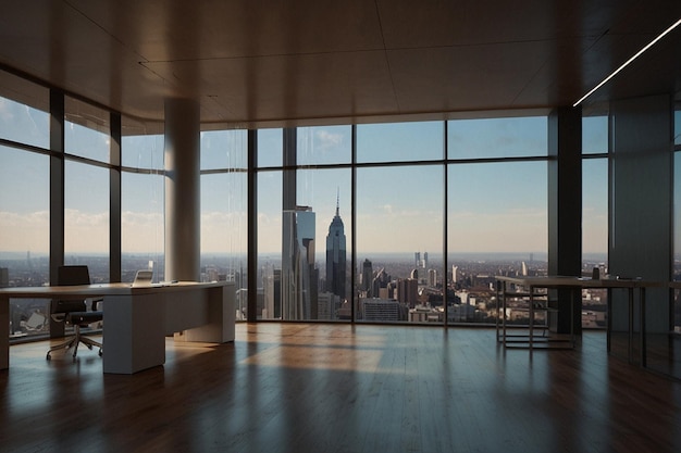 Un bureau moderne avec vue sur la ville