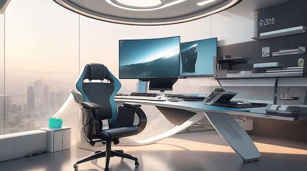 Bureau ouvert futuriste moderne