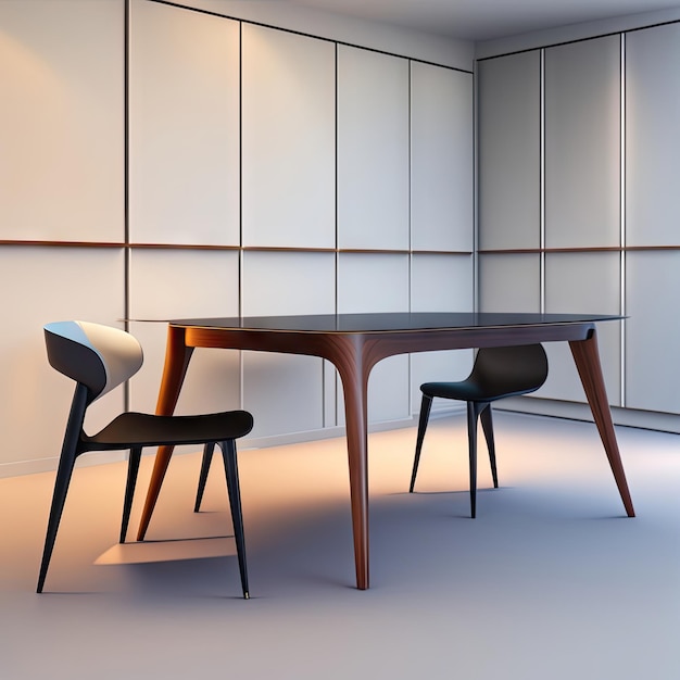 Bureau de salle à manger minimaliste et intérieur de chaise