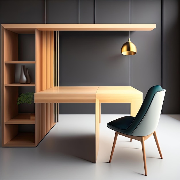 Bureau de salle à manger minimaliste et intérieur de chaise