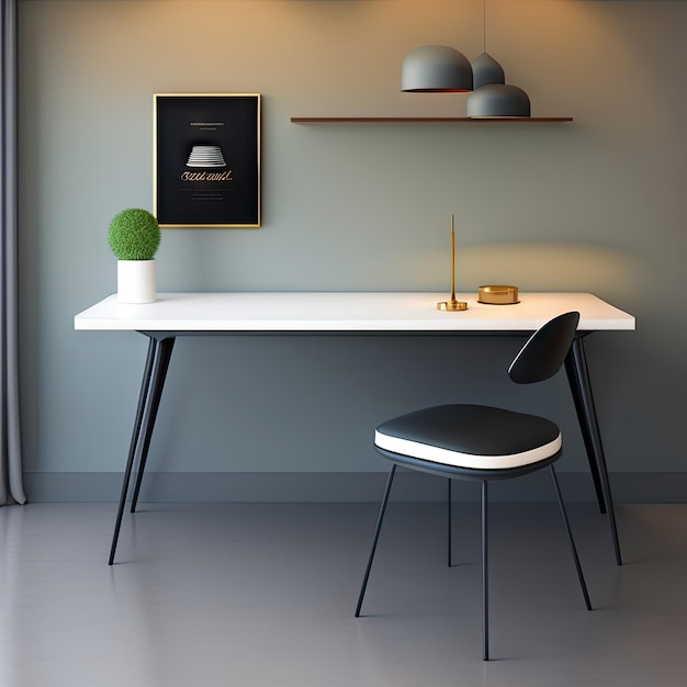 Bureau de salle à manger minimaliste et intérieur de chaise