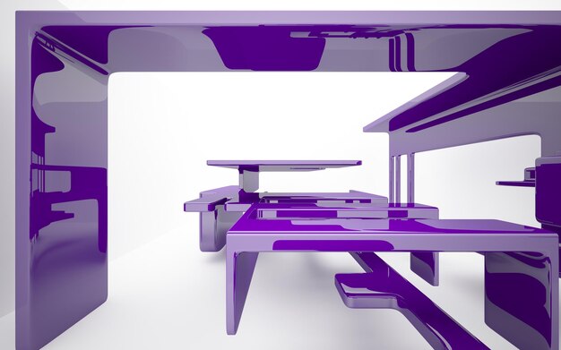 Photo un bureau violet avec une table et une table avec une table et des chaises.