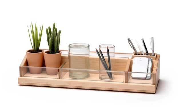 bureau avec vue sur les bagages sur fond blanc