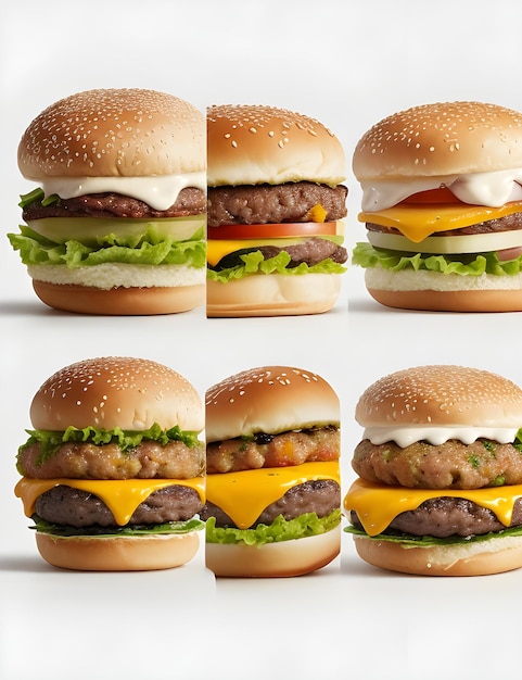 Burger avec 6 vues différentes AiGenerated