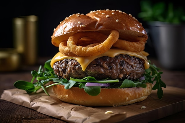 Burger appétissant avec galette de boeuf parfaitement grillée