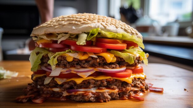 Burger au barbecue avec assemblage en couches