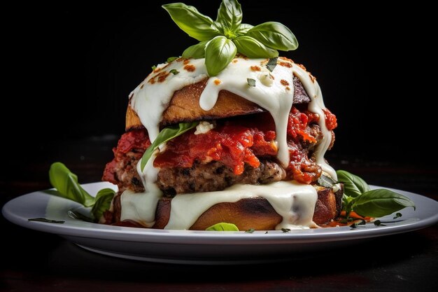 Burger au parmesan italien à base de boulettes de viande d'étalon