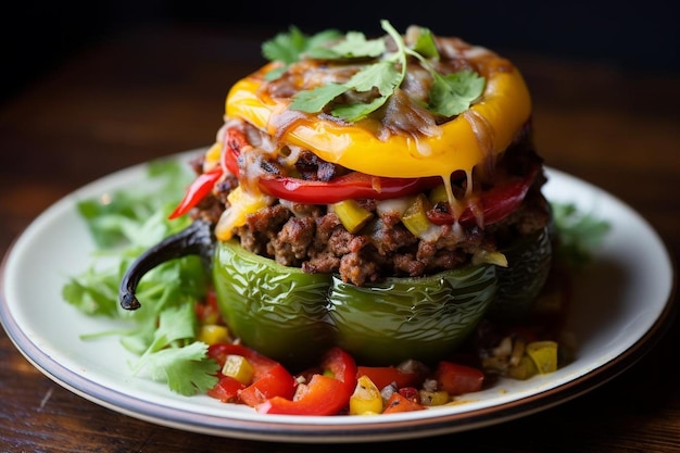 Burger au poivre de cloche rempli d'enchilade TexMex