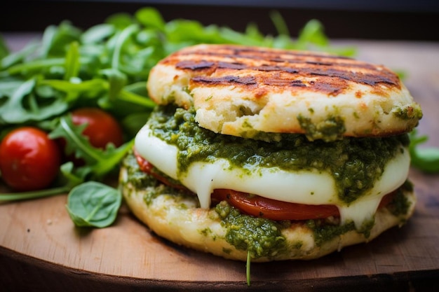 Burger au poulet au pesto et à la mozzarella