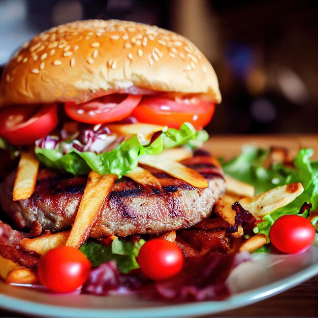 Burger d'auteurs du repas de restauration rapide du chef