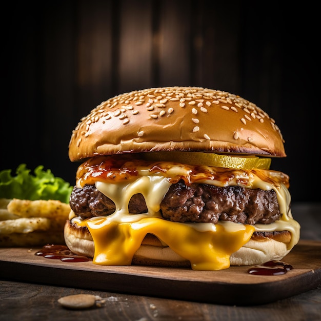 Burger de boeuf au fromage fondu