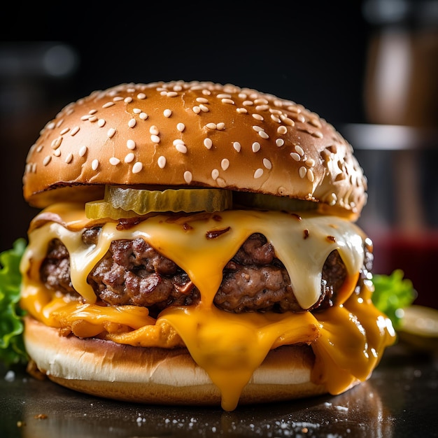 Burger de boeuf au fromage fondu