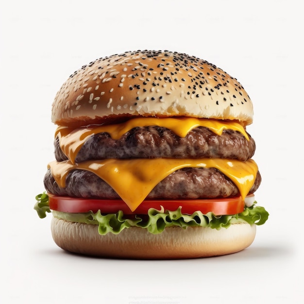 Burger de boeuf Illustration isolée AI générative