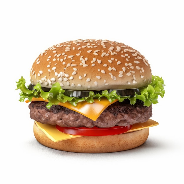 Burger de boeuf isolé Illustration AI GenerativexA