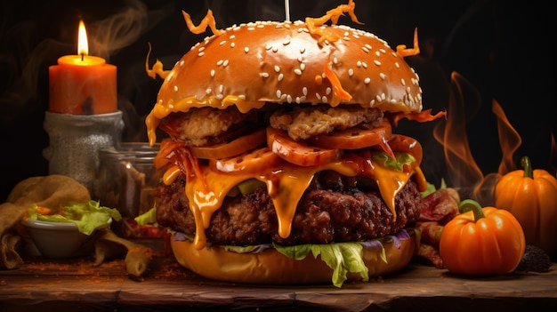 Burger Le concept d'Halloween d'un burger