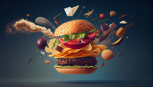 Un burger déconstruction dans l'air