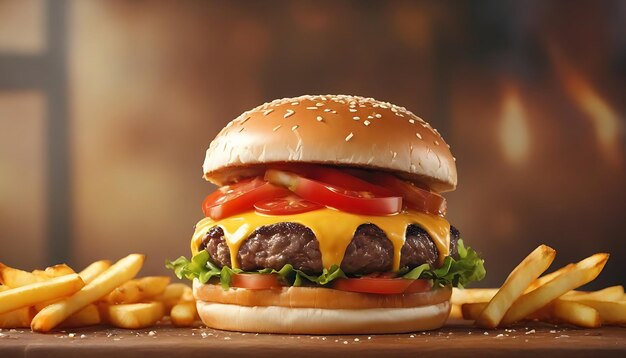 Burger avec du bœuf grillé et de la tomate