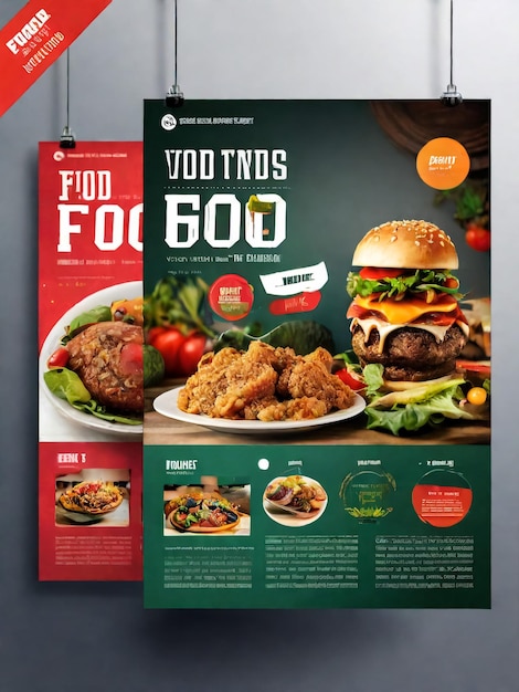 Photo burger fast food affiche flyer brochure couverture dessin de couverture arrière-plan avec modèle vectoriel