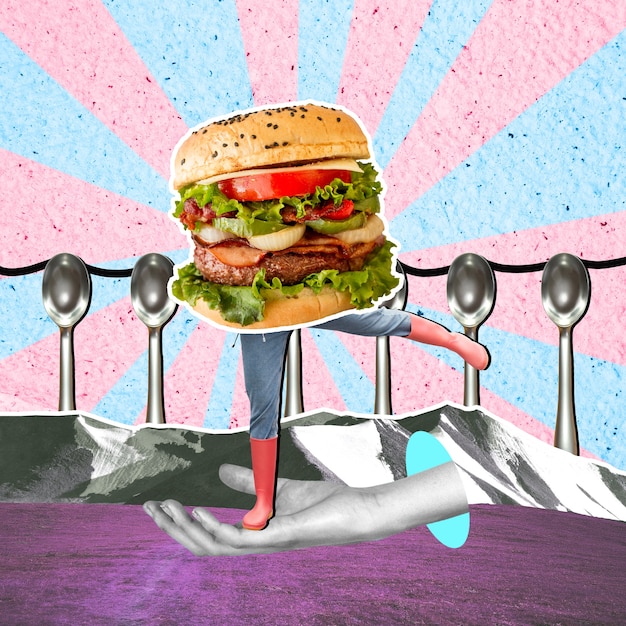 Photo burger fast food collage coloré