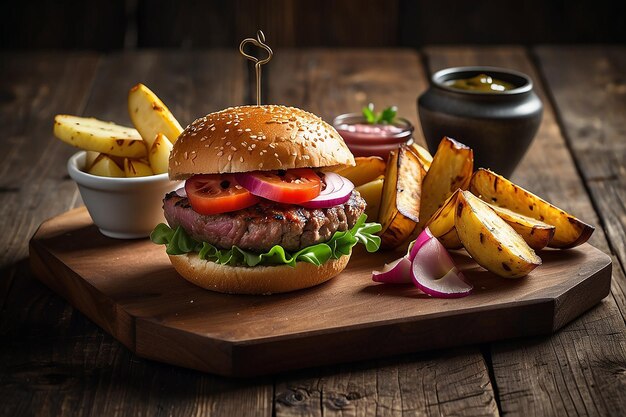 Burger avec un fond flou