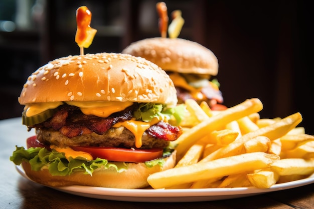 Un burger frais et des frites faites avec des ingrédients de qualité. C'est une combinaison délicieuse pour un