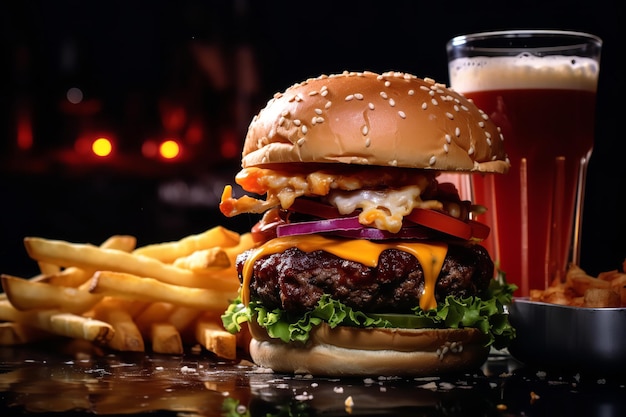 Burger Gourmand avec Soda Mousseux