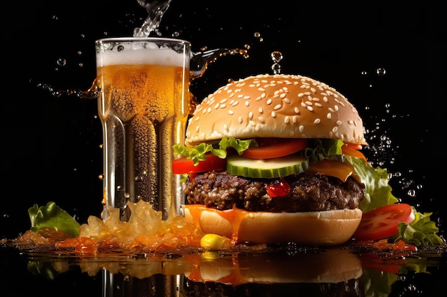 Burger Gourmand avec Soda Mousseux