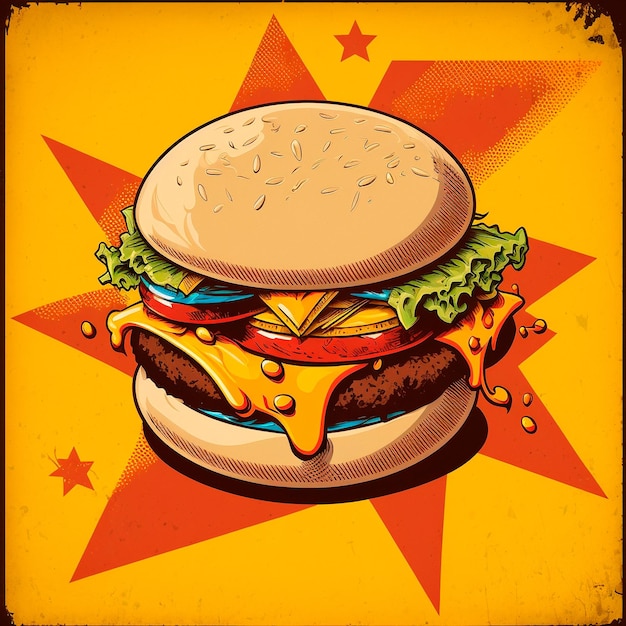 Burger image dessin art rétro