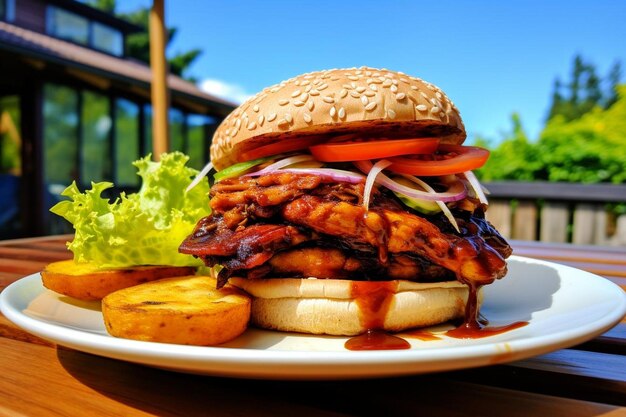 Photo burger à la joie au barbecue