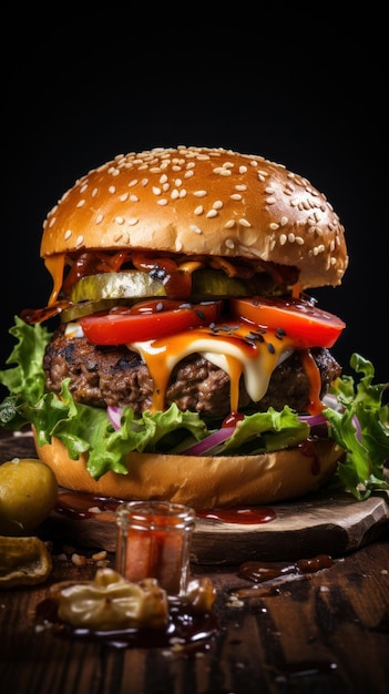 Photo burger juteux viande classique appétissant favoris