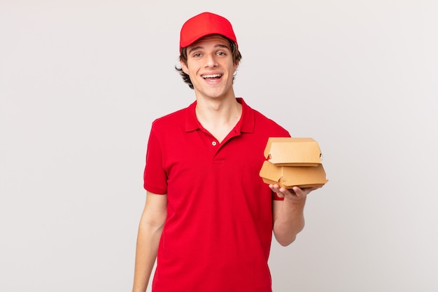 Burger livre l'homme à l'air heureux et agréablement surpris