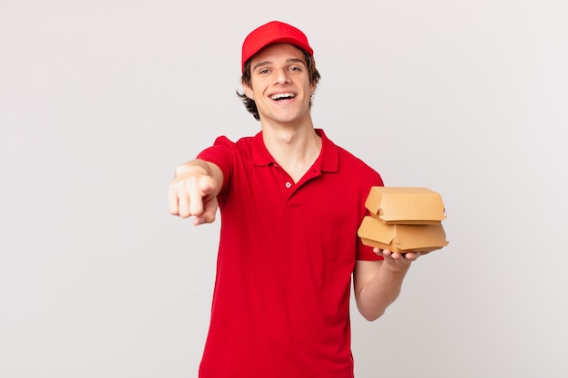 Burger livre un homme pointant sur la caméra qui vous choisit