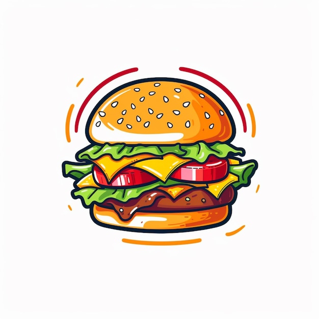 burger logo vecteur plat fond blanc