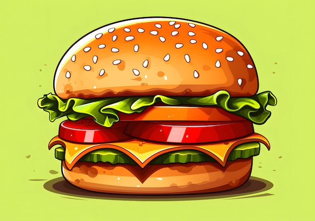 Burger mignon de dessin animé 2D