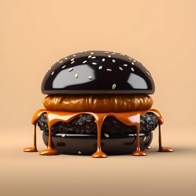 Burger noir avec tomate au fromage et laitue sur fond blanc