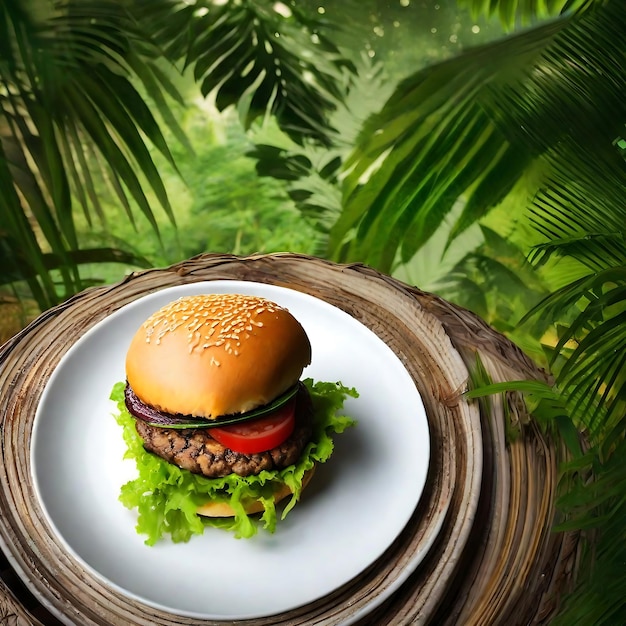 Burger pic gratuit dans la jungle ai généré