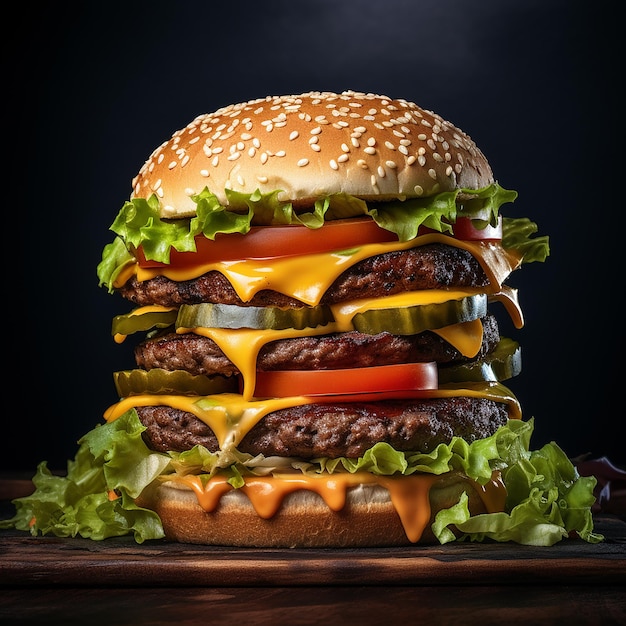 Burger pleine grandeur avec fromage et légumes