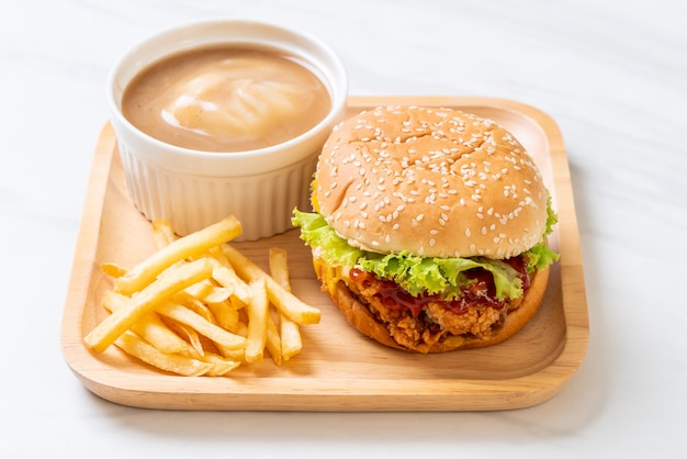 burger de poulet frit