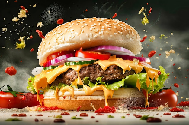 Burger savoureux ai génératif