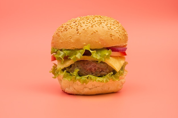 Burger savoureux frais isolé