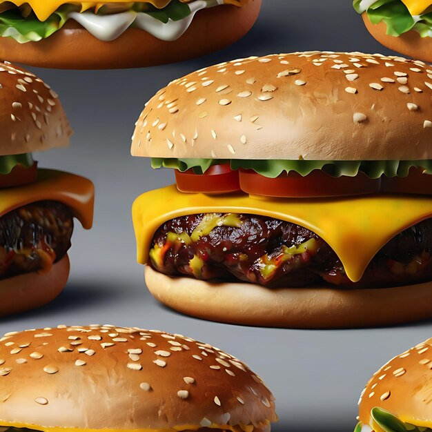 Burger ultra réaliste fait à la main avec deux viandes générées par l'IA