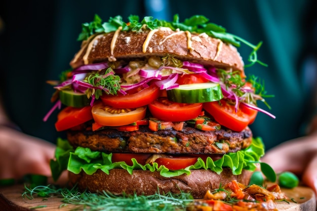 Burger végétalien aux légumes ai générative