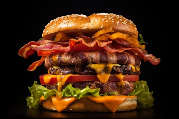 Burger_with_Bacon_Strips_75_block_1_1jpg Il s'agit d'un burger avec du bacon et des bandes de bacon.
