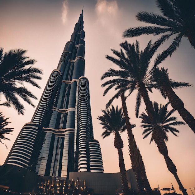 Burj Khalifa et le centre-ville de Dubaï au crépuscule Émirats arabes unis