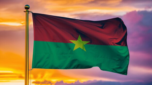 Photo le burkina faso agite un drapeau contre un ciel nuageux