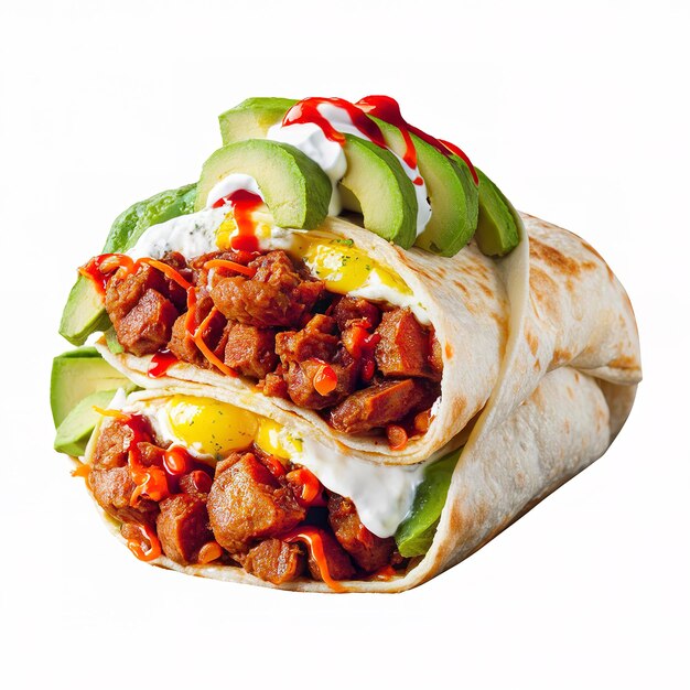 Un burrito au petit déjeuner avec du chorizo épicé et des œufs.