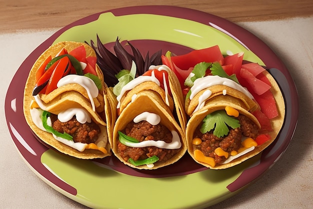 Burrito de bœuf mexicain imprudemment préparé sur une assiette en bois rustique taco tacos mexicains avec viande de bœuf maïs et salsa cuisine mexicaine